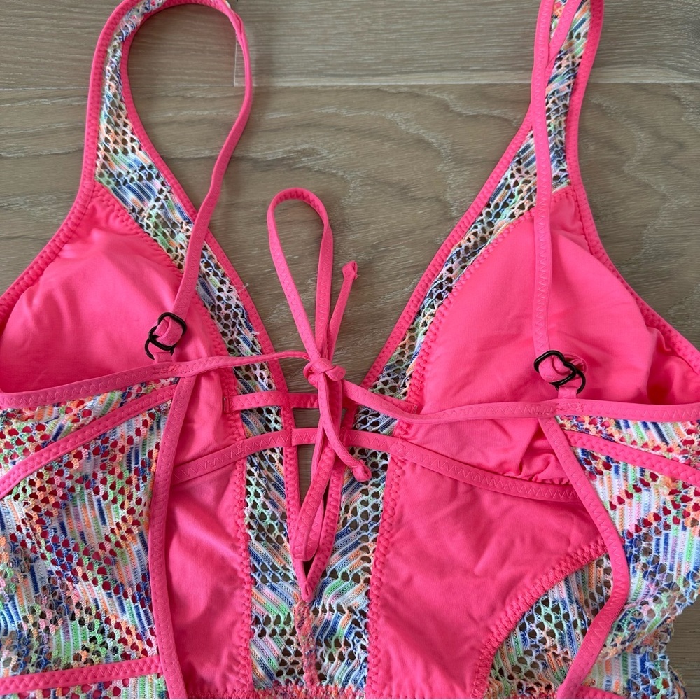 BECCA Multicolor Pink Orange Patterned One-Piece Swimsuit - Picture 4 of 13